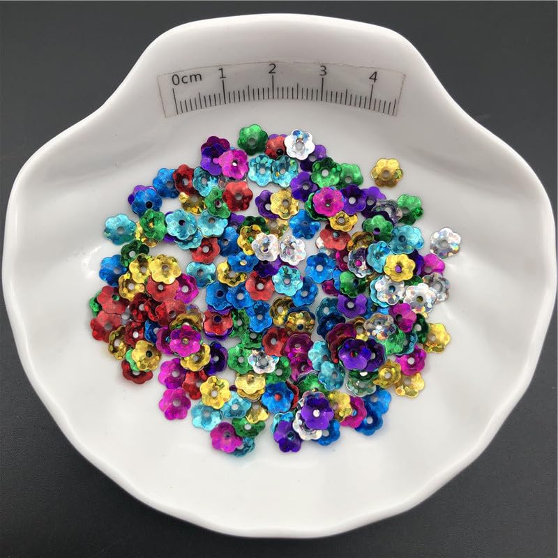 cekiny do szycia, zestaw 30 g 6 mm luźnej przędzy kwiatowej śliwki do szycia, butów, kapeluszy, akcesoriów DIY (Ab Mix,6mm 30g)