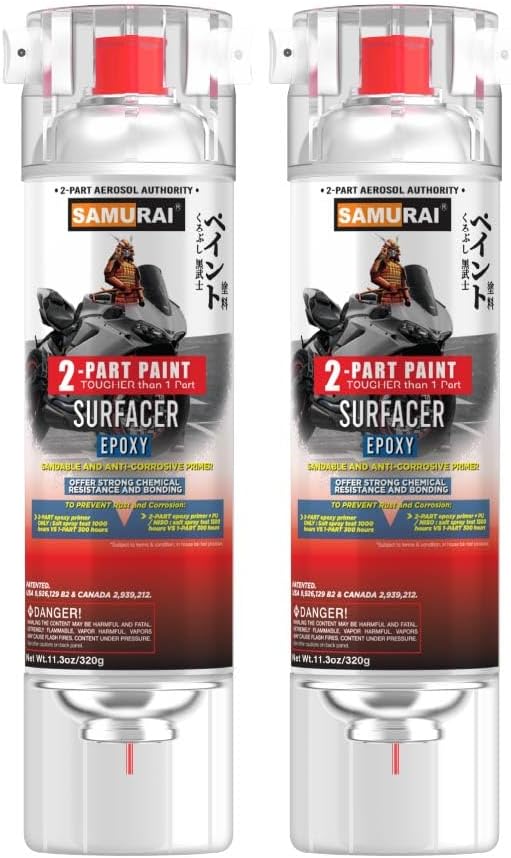 SAMURAI 2-Part Epoxy Superbike Primer Spray Paint (Primer White, Pack of 1 Cans)