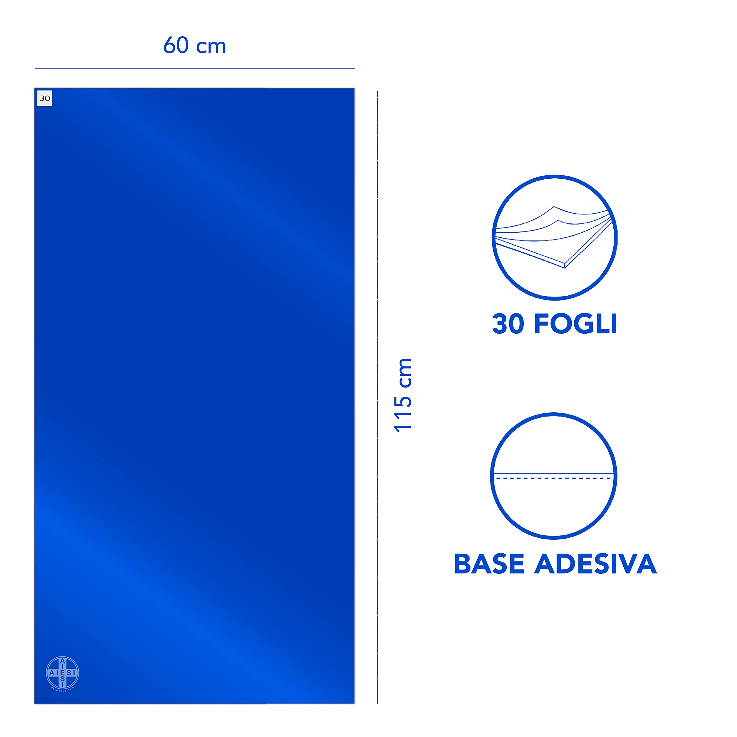 AIESI® Tappeto Decontaminante adesivo 60x115 cm (5 tappeti da 30 strati) a strappo con battericida HOSPIMAT