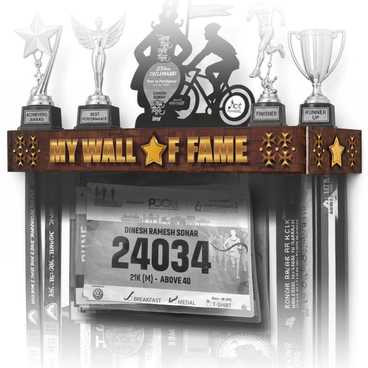 medal space Medal SPACE® | My Wall of Fame Shelf | 2-in-1 Medals & Trophy Holder | Holds 50+ Medals & 3-5 Trophies for Athletes & Fitness Enthusiasts-picture-15
