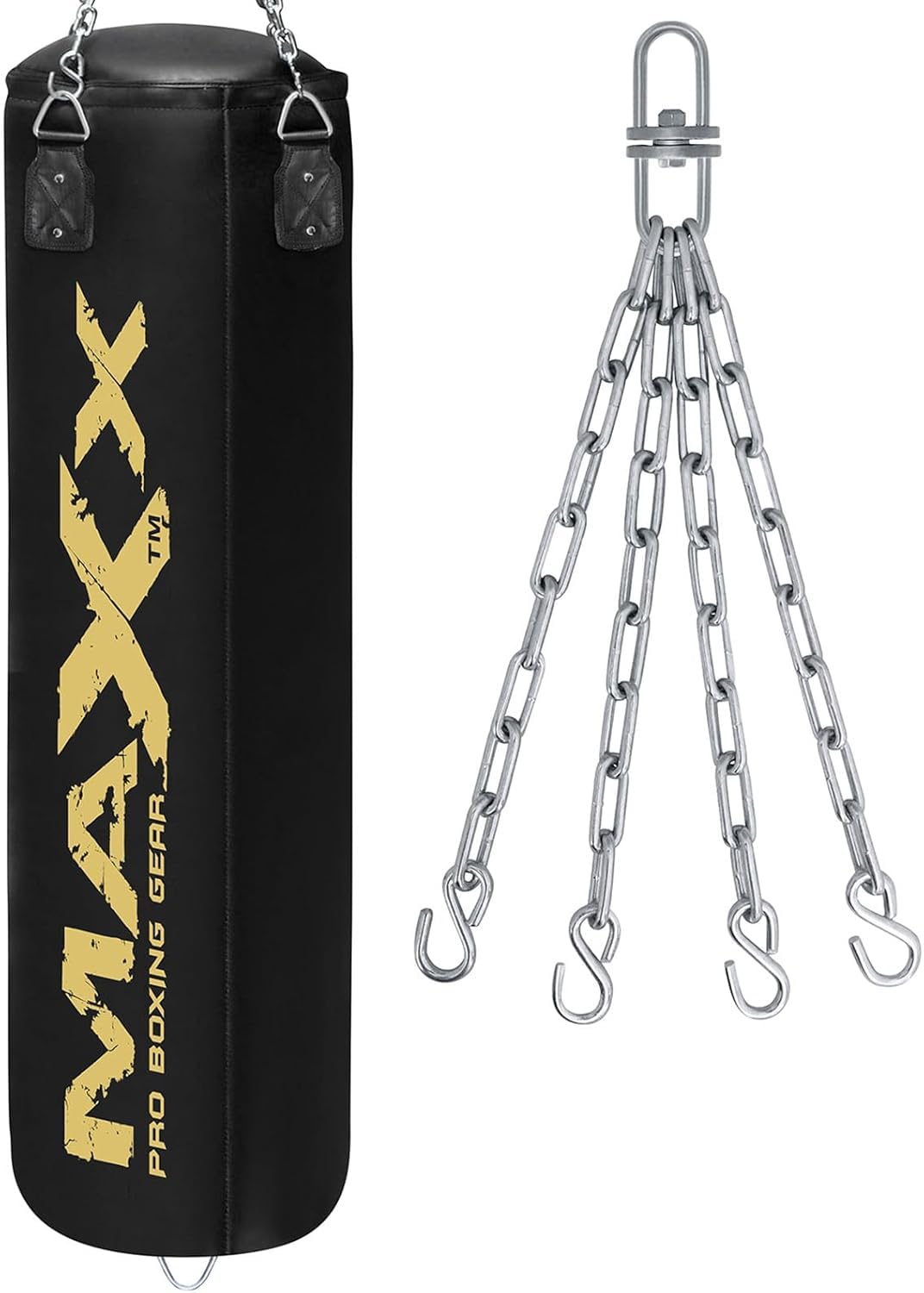 MAXX Multi Punchbags With Free Chain. Sizes 6FT, 5FT, 4FT, 3FT. (BLACK GOLD, 5FT)