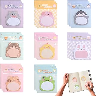 Cartoon Sticky Notes 640 Sheets(32 Pads) Animal Sticky Notes Set for Kids Novelty Self Adhesive Sticky Notes Funny Sticky Note Pads Mini Memo Note Pad for Home Office School Supplies(8 Styles)
