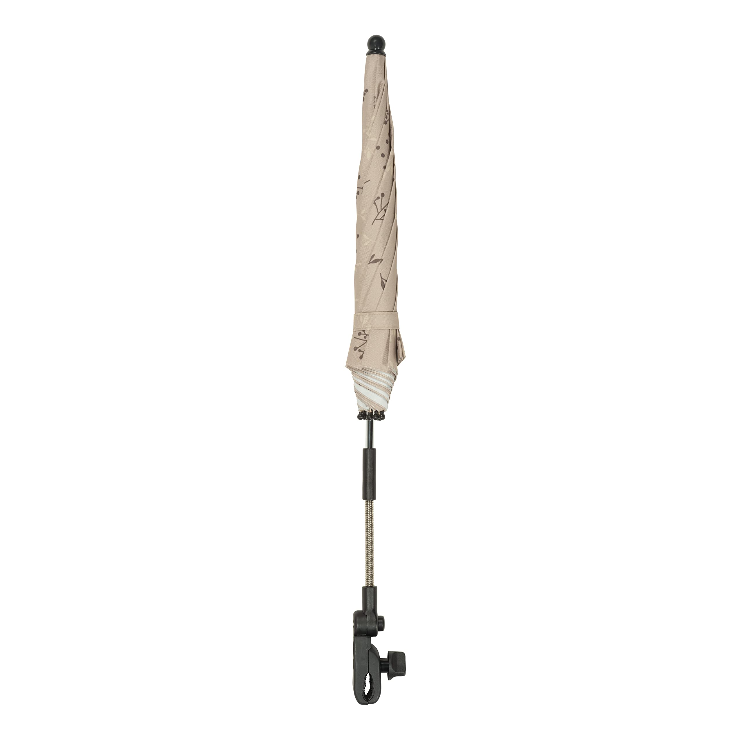 Dooky Ombrellone per carrozzina/passeggino/passeggino, protezione UV UPF 50+, flessibilità 180 gradi con tecnologia Duo Flex, antivento e impermeabile, 100% poliestere, portata 76 cm, beige foglie