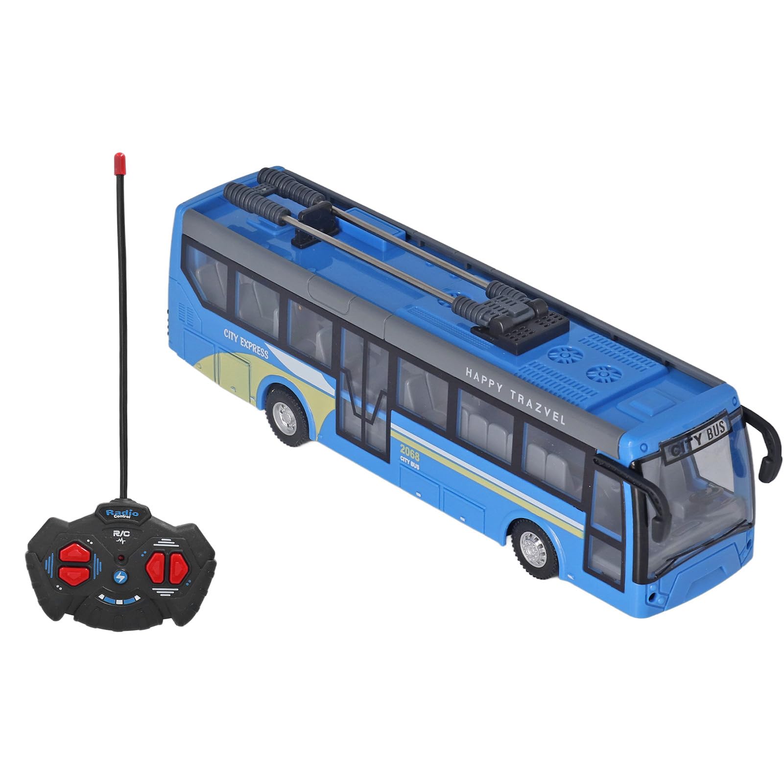 Control remoto autobús alta simulación todas las direcciones conducción recargable RC autobús escolar para niños (azul)