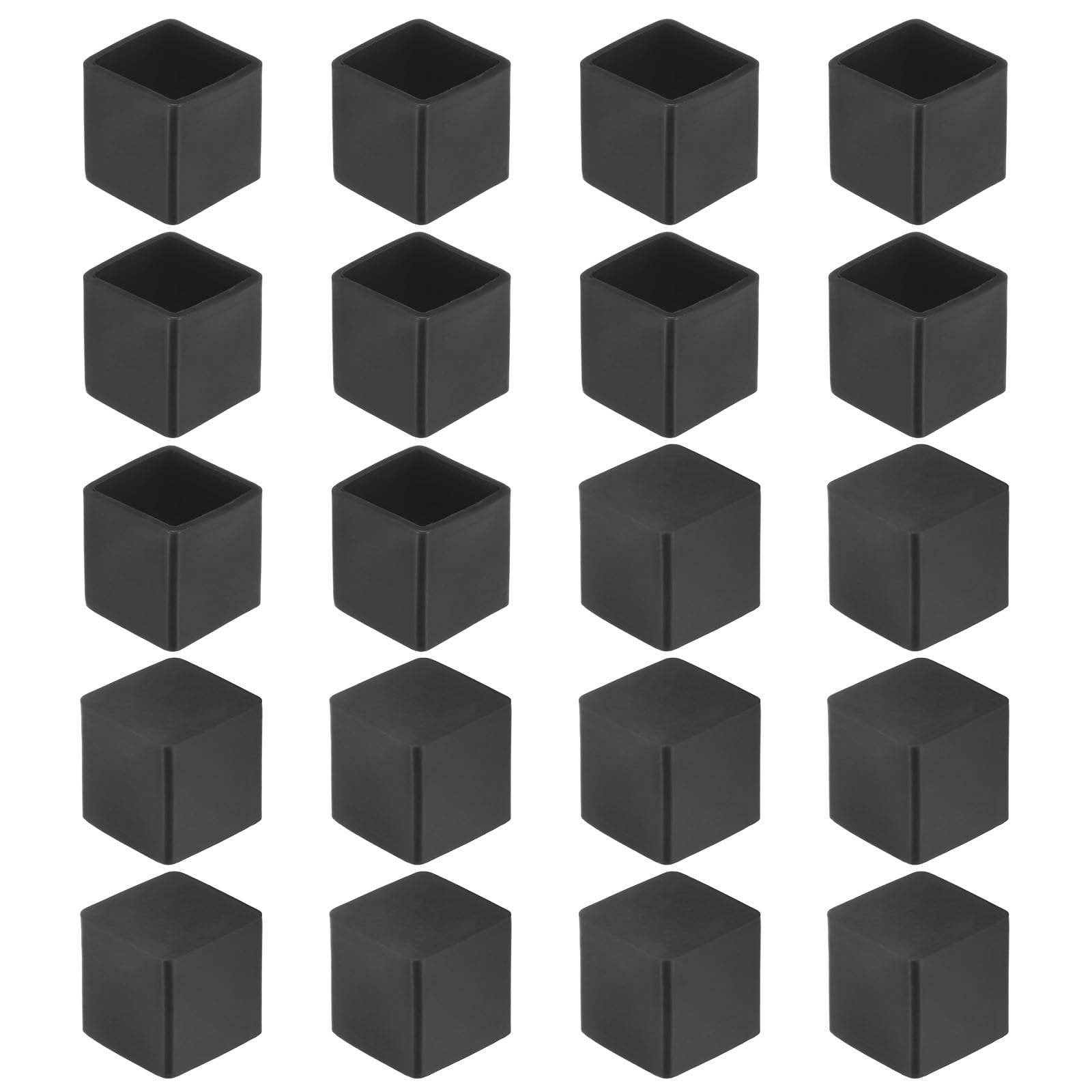M METERXITY 20-Pack Square Chair Leg Caps, 0.78" (20mm) PVC Chair Leg Floor Protectors for Chairs/Table/Bed