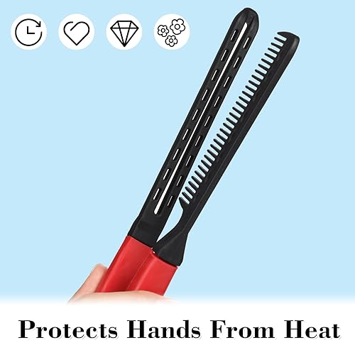 Miniatura 5 de Chengu 2 peines alisadores para el cabello, pinzas de cerdas de jabalí, cepillo de doble cara, cepillos para alisar el cabello, peine de hierro