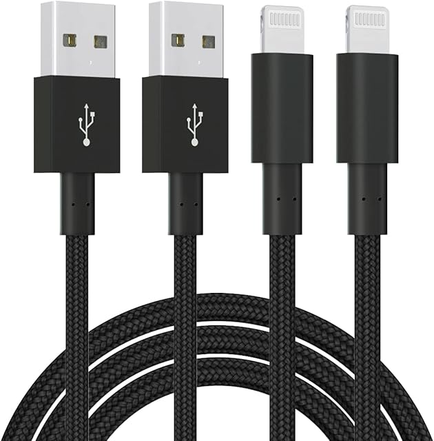 iPhone Charger Cable, 2M Lightning Cable 2Pack, [MFi Certified] iPhone Charger Braided, Long iPhone Charger Lead USB Fast Charging Compatible with iPhone 13/12/11/Pro/Xs Max/X/8/7/Plus/6S/6/SE/5S
