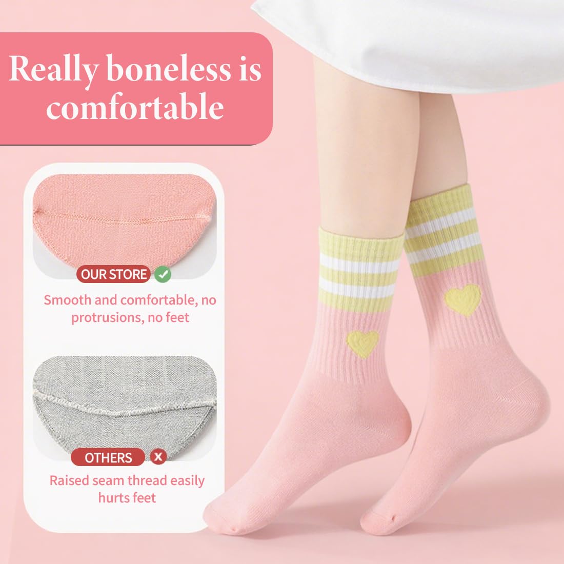 NHQZ 5 Pares calcetín Corazón Tenis Niña, Algodón, Calcetines Blancos Mujer