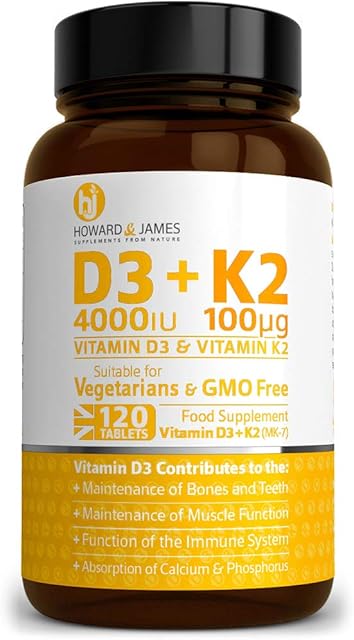Vitamin D3 4000iu Plus Vitamin K2 100ug 120 High Strength Vegetarian Tablets