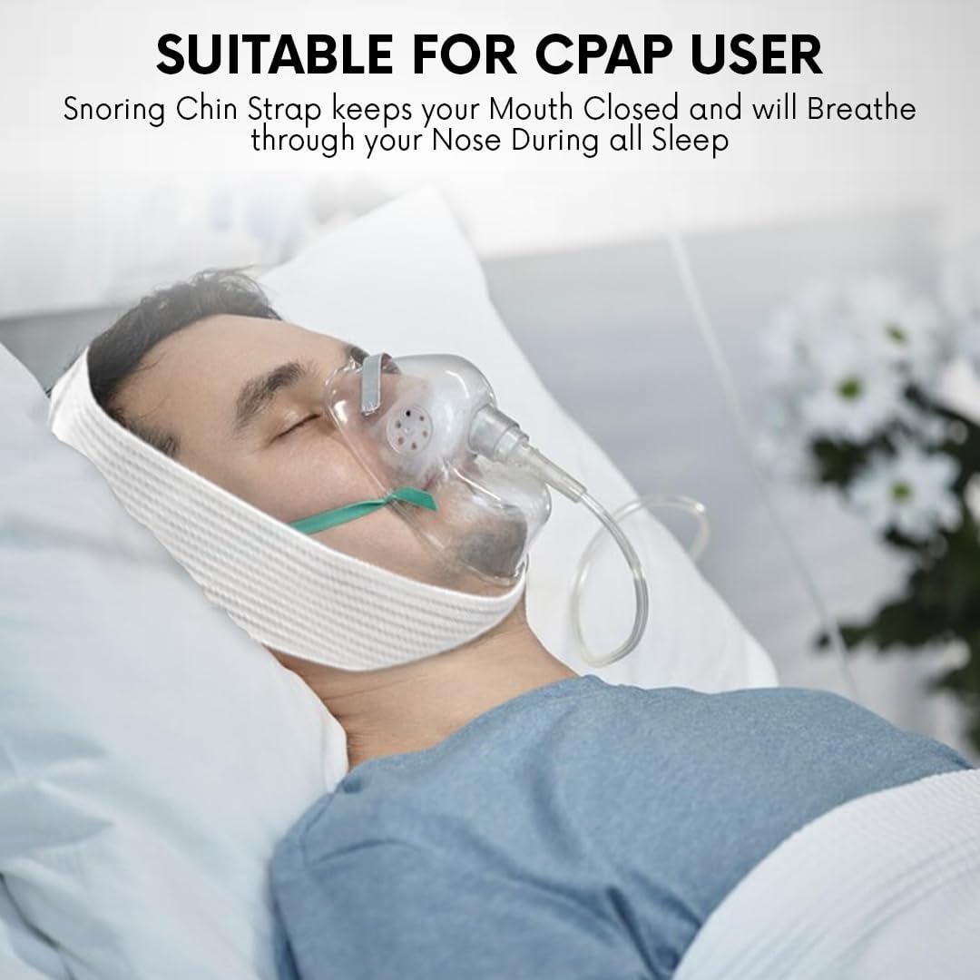 Bistras Super Deluxe White Chin Strap with Extra Support- Anti Snore Chin Strap (2 pk)