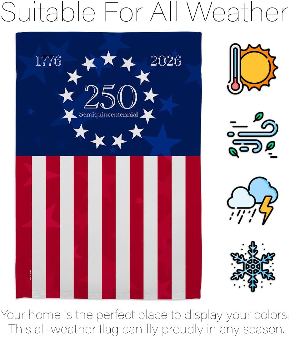 USA 250 Semiquincentennial Betsy Ross Flag Embroidered American Flags for Outside Wall Decor America 250 Merchandise Independence Day Decorations 250th Anniversary Banner Patriotic July 4th Gifts