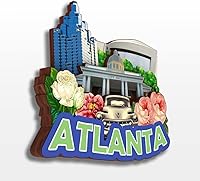 Vista 2 de Imán de madera para nevera de Atlanta Georgia USA America, colección de madera 3D, hecho a mano, recuerdos de la ciudad, imán para nevera