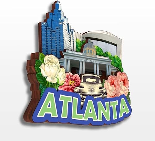 Miniatura 2 de Imán de madera para nevera de Atlanta Georgia USA America, colección de madera 3D, hecho a mano, recuerdos de la ciudad, imán para nevera,