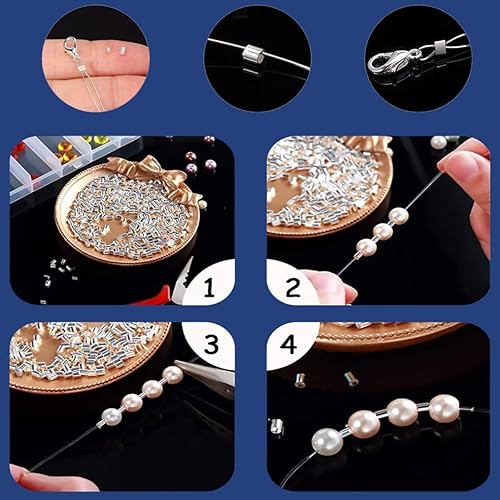 Vista 6 de 500 cuentas de latón chapadas de 0.098 pulgadas, 5 colores, 500 piezas, accesorios de tubo de crimpado para fabricación de joyas