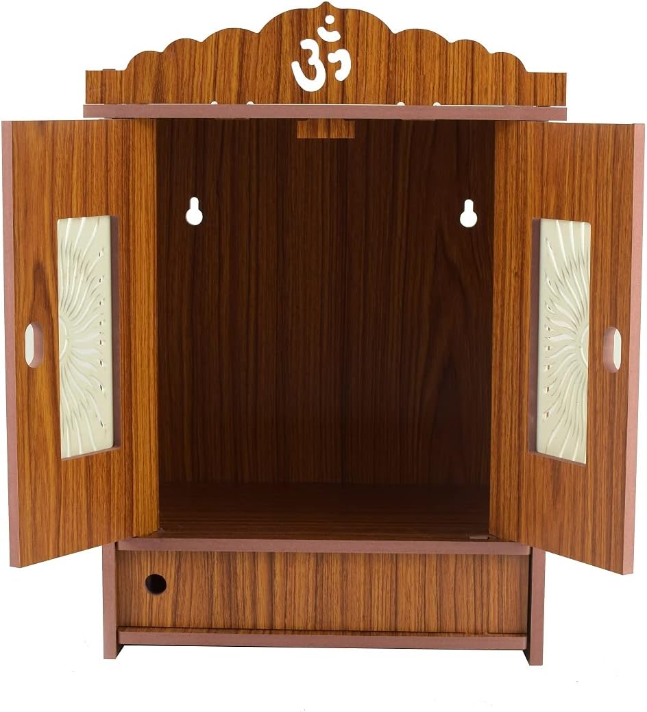 Decorative Wooden Temple with Doors | MDF Mandir for Home Pooja, Office & Gifting (454)