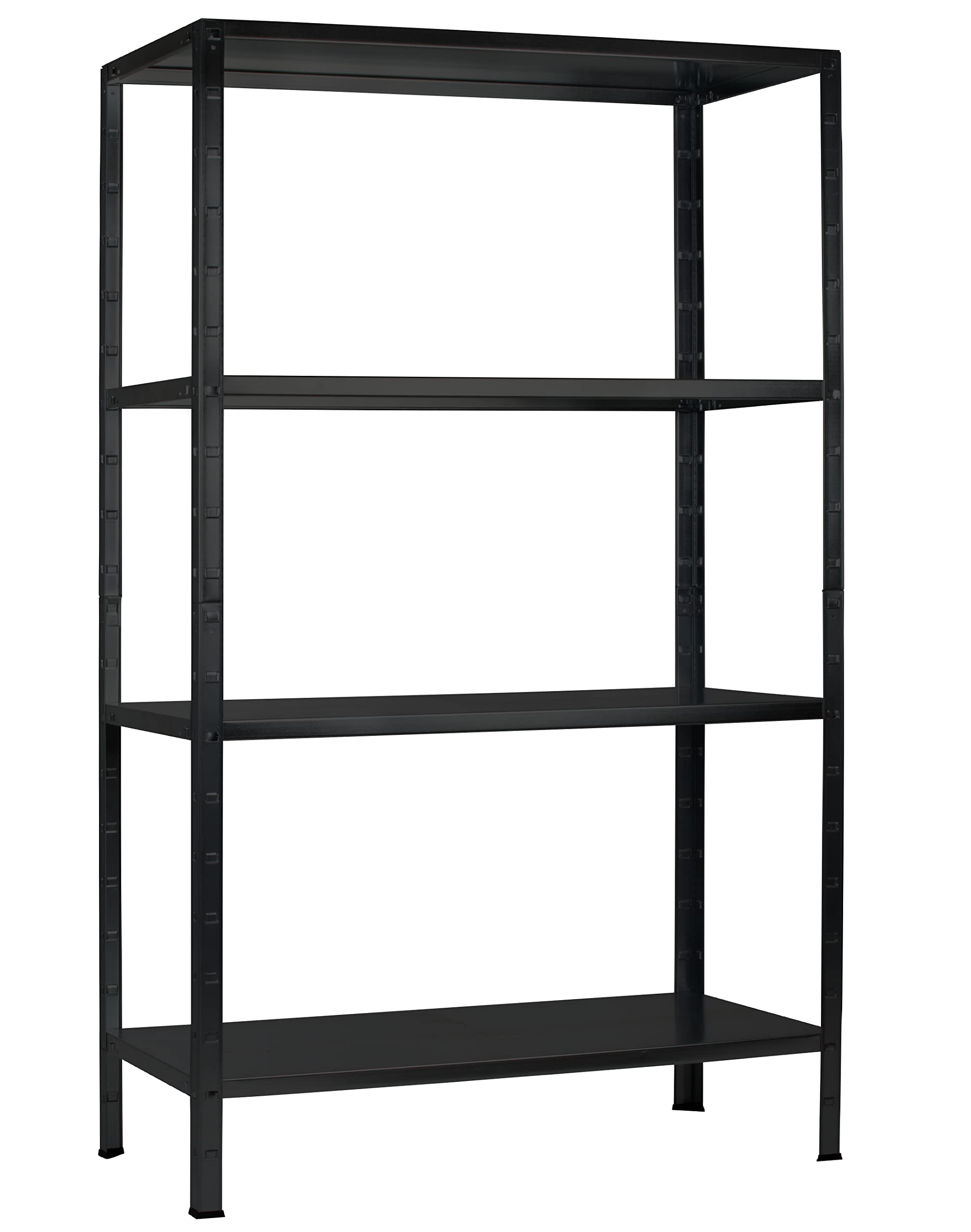 SCHULTE Regalwelt Steckregal mit 4 PowerMAX Fachböden, 70 kg Tragkraft, 200x100x50 cm (HxBxT), schwarz-Struktur, Lagerregal, Werkstattregal, Kellerregal, Garagenregal, Metallregal