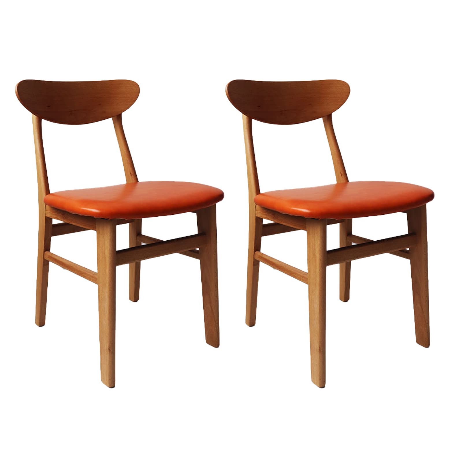 Chaises de comptoir en similicuir orange pour salle à manger lot de 2