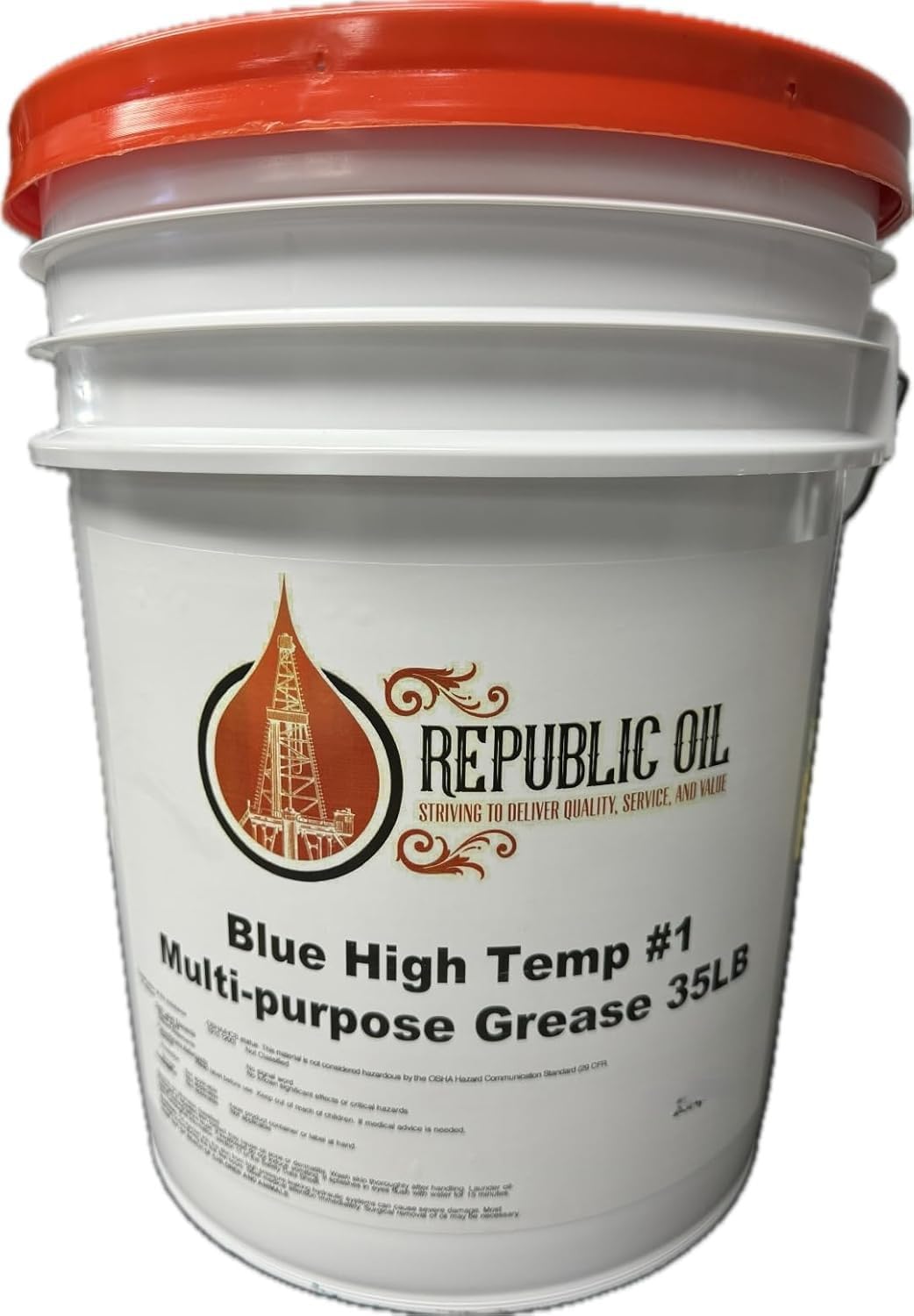 Republic Oil Blue High Temp #1 EP1 Grease 35lb Pail | Lithium Complex | Multi-Purpose | Chassis | Wheel Bearings | Tacky | Extreme Pressure | 5th Wheels | Agriculture | Construction