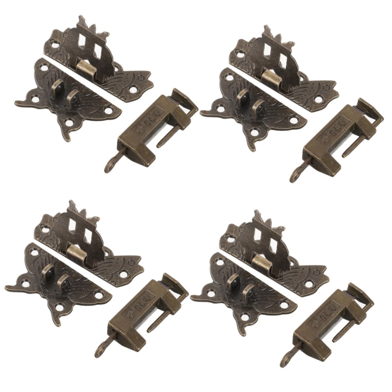 HOMSFOU 4 Set Serratura Antica Con Chiave Chiavistelli Tampone Elementi Bordo Arredamento Chiavistello Lucchetti Con Armadietti Retrò Mini Maniglia Grillo Armadietto Porta Lega Di Zinco