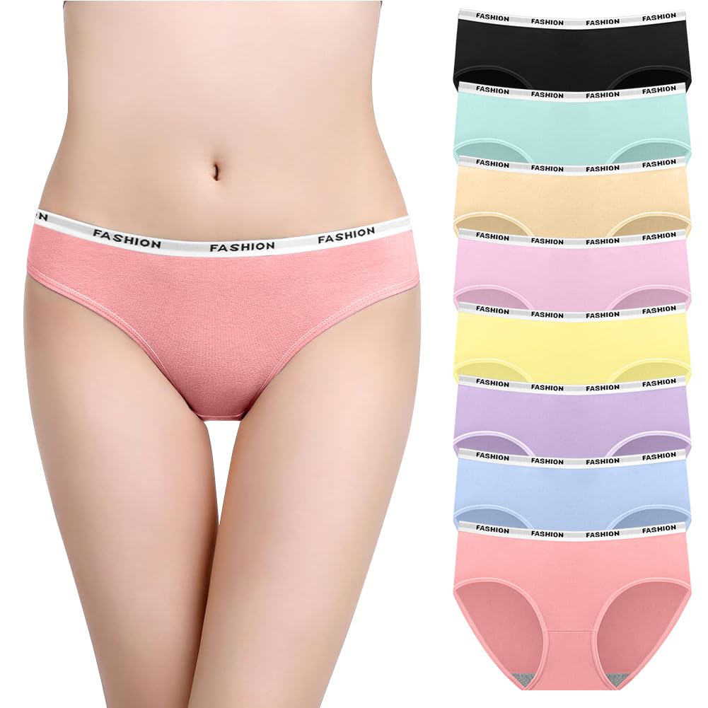 8 Pack Teen Girls Knickers, Soft Briefs Cotton Seamless Underwear, Underpants Essential Elastic Panties, Plain Knicker for Age 8-18 Girls and Women — view 9