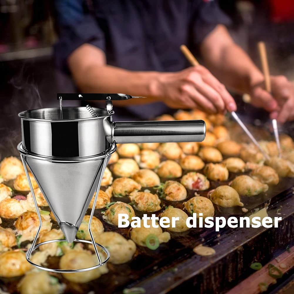 FAXIOAWA Embudo para Masa para Hornear, Bolas de Pulpo DIY de Acero Inoxidable, dispensador de pistón en Forma de Cono dosificador de Crema de Chocolate para Cocina