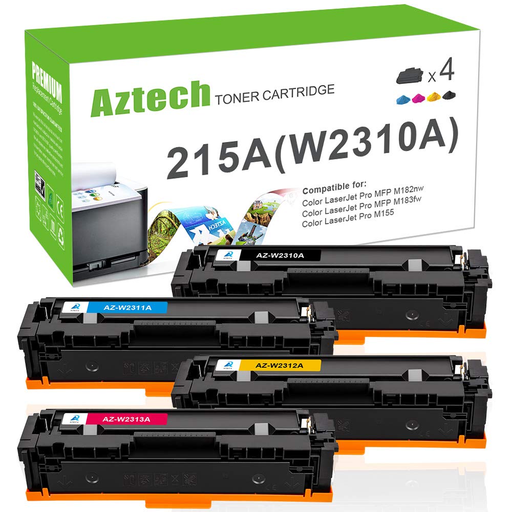 Aztech Compatible Toner Cartridge Replacement for HP 215A W2310A W2311A W2312A W2313A Color Laserjet Pro MFP M182nw M183fw M155 (Black Cyan Yellow Magenta, 4-Pack)