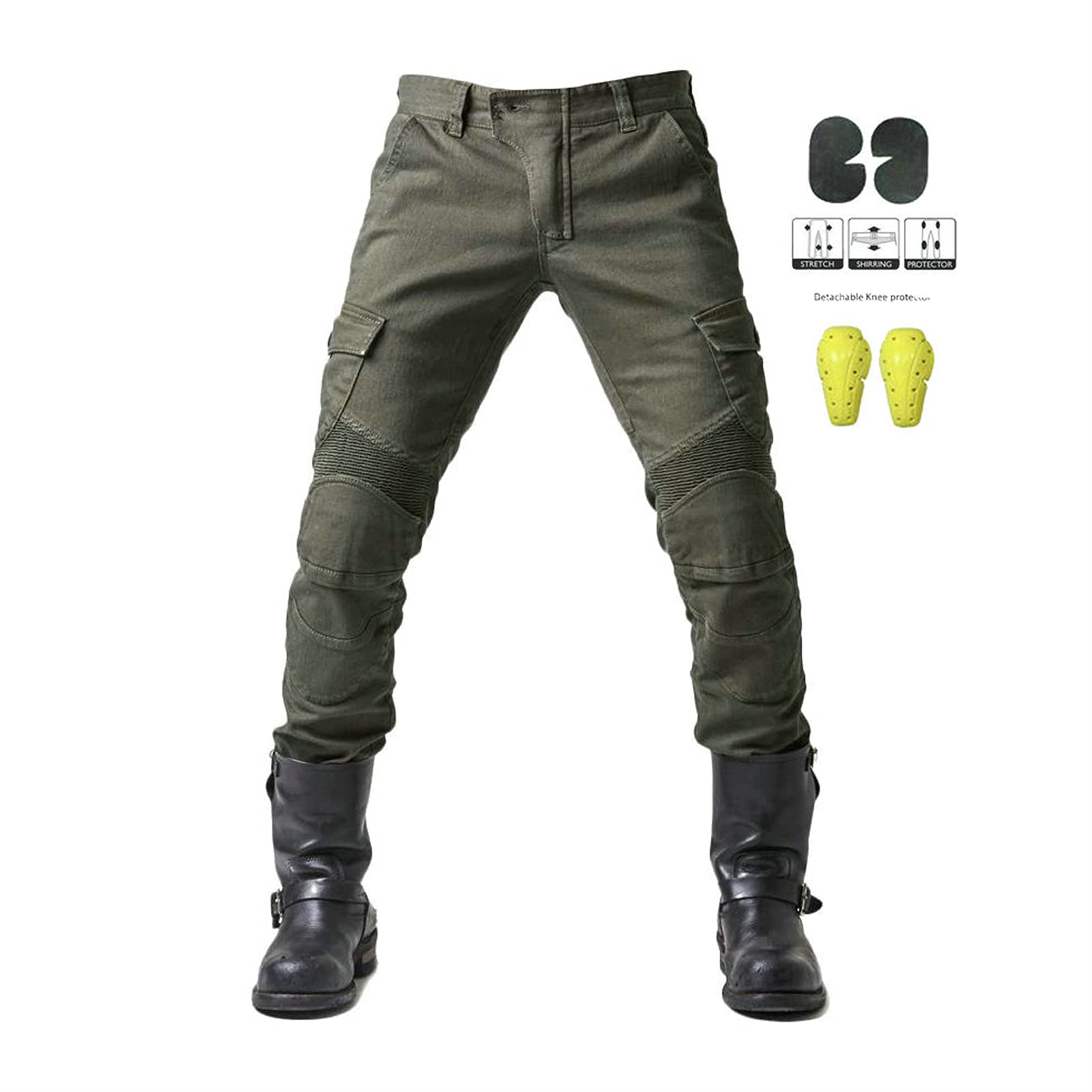 Pantalon de Moto pour Homme avec Doublure Amovible Protection intérieure Jeans de Moto Respirant Résistant au déversement Tissu Motorcycle Biker Pants