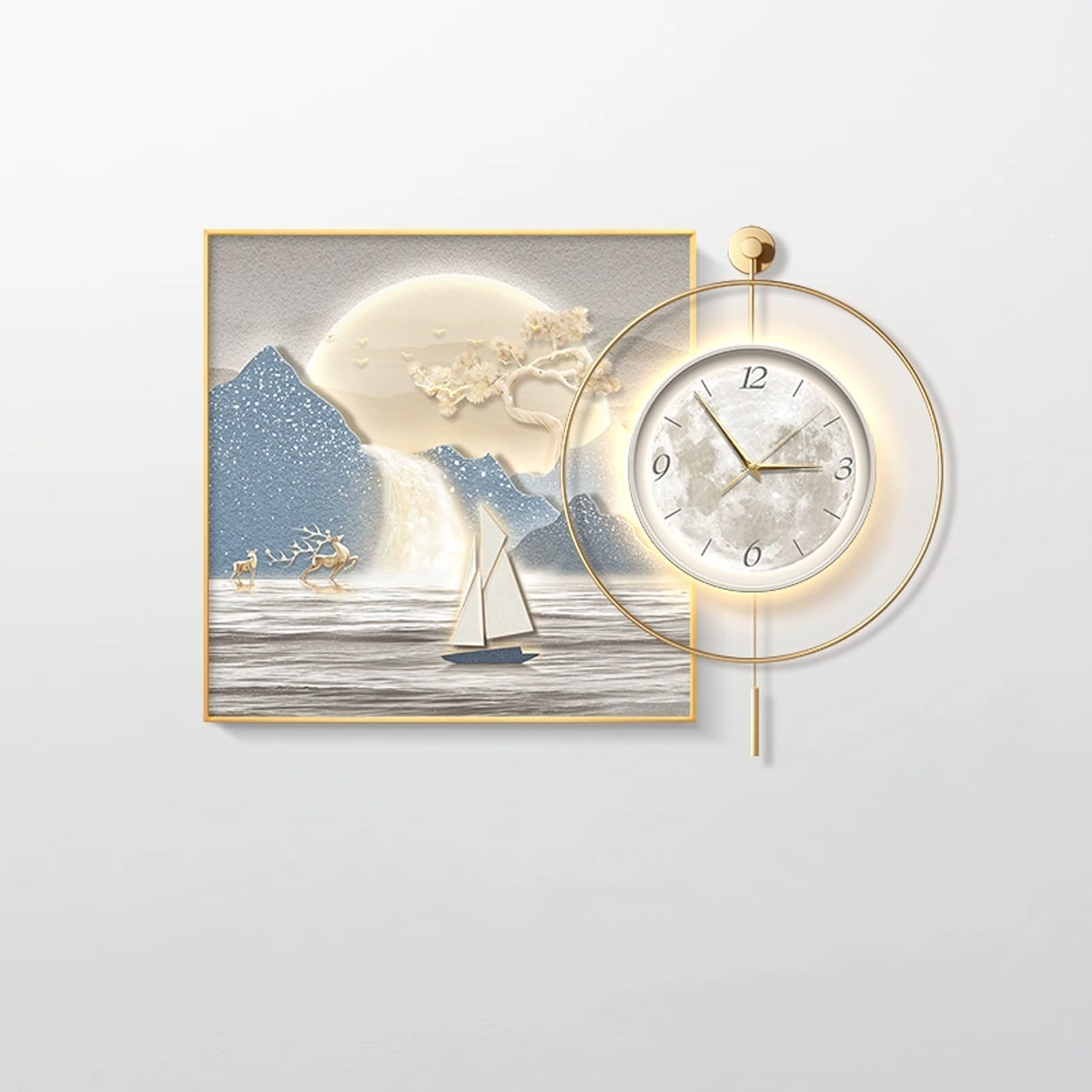 Horloge murale décorative 3D au design moderne avec grand affichage numérique LED