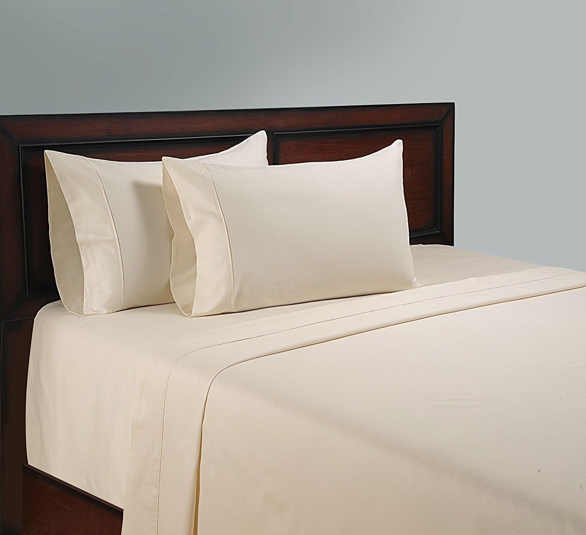 High Class Heavy Fabric Real 1200 Thread Count Egyptian Cotton Super Soft Sheet Set Emperor Solid Ivory Fit Up to 8" Inches Deep Pocket Sheets By Royal Pine Linen