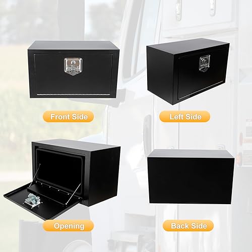 Miniatura 6 de Caja de herramientas de almacenamiento de acero para camión de 24 pulgadas, 24 x 12 x 14 pulgadas, organizador de cofre de herramientas con