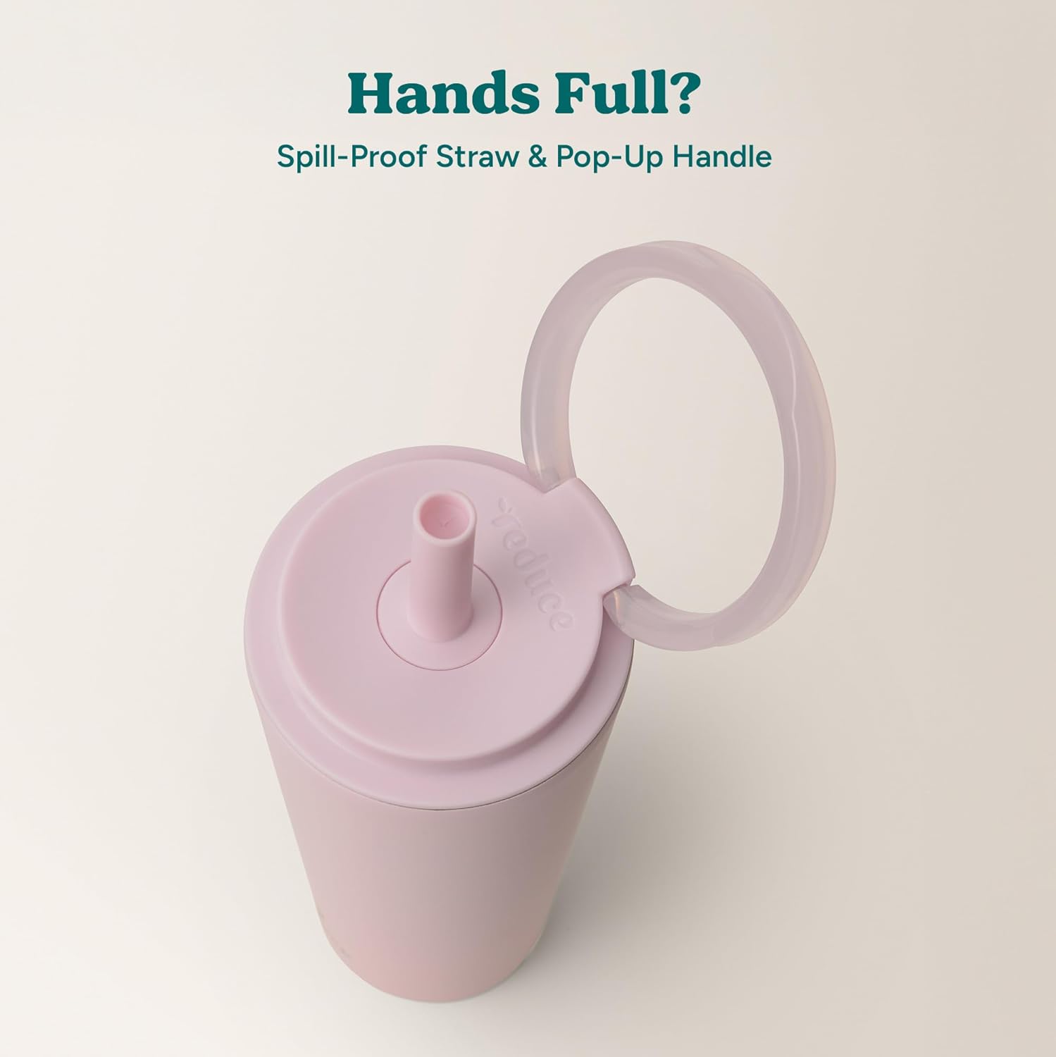 REDUCE Halo 24 oz Stainless Steel Vacuum Insulated Tumbler - Spill Proof Travel Mug with Flip Handle Lid - Keeps Drinks Cold for 32 Hrs - Dishwasher Safe - Cupholder Friendly - Pink Quartz - Image 5