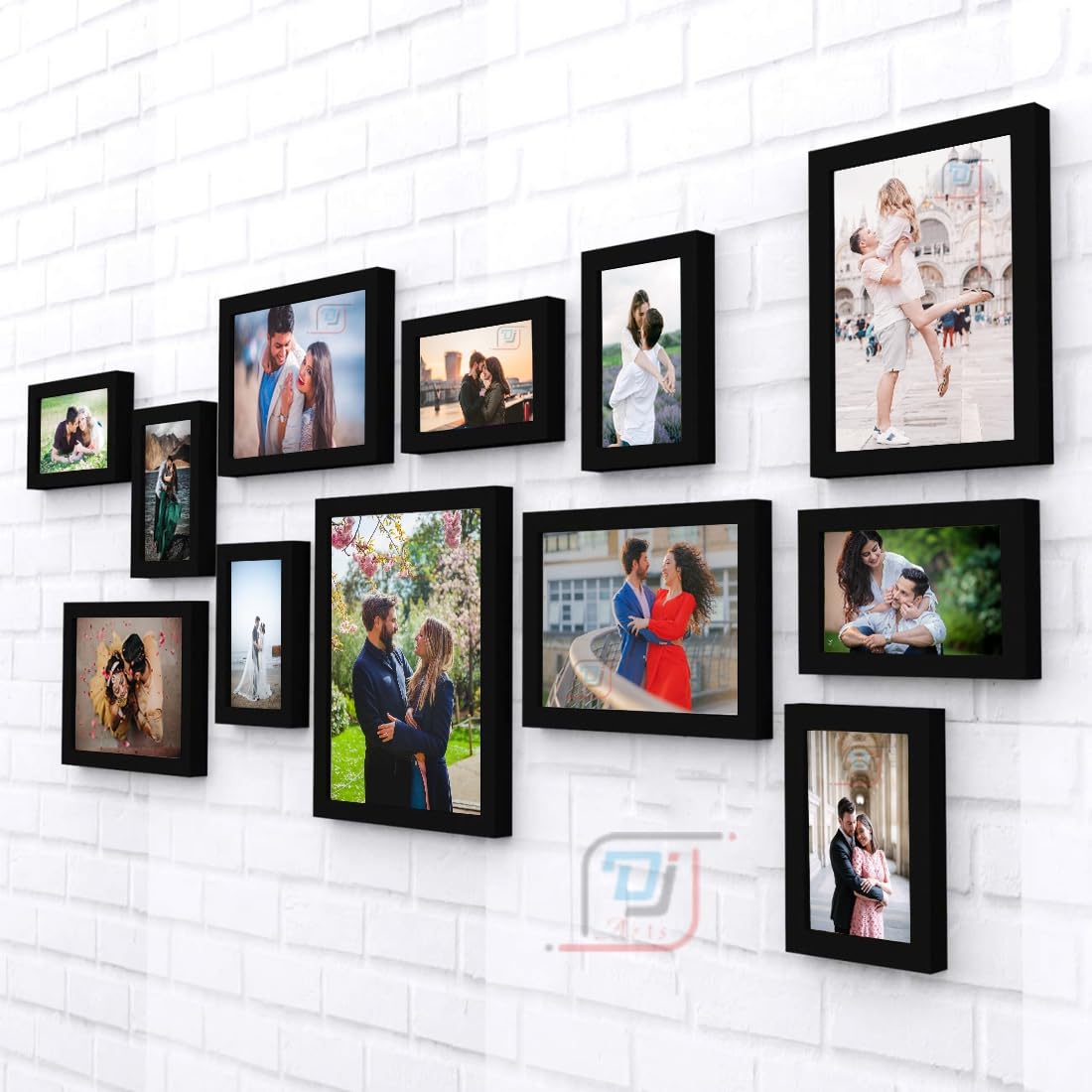 Classic Frame set of 12 Individual Photo Frames (Black 4x6-7 7x5-4 6x8-1)
