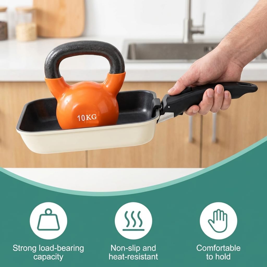 Mewneap - Mango desmontable para cacerola universal extraíble resistente al calor, 250 °C, soporte de 10 kg, mango antideslizante, compatible con la mayoría de los utensilios de cocina (Negro) — view 4