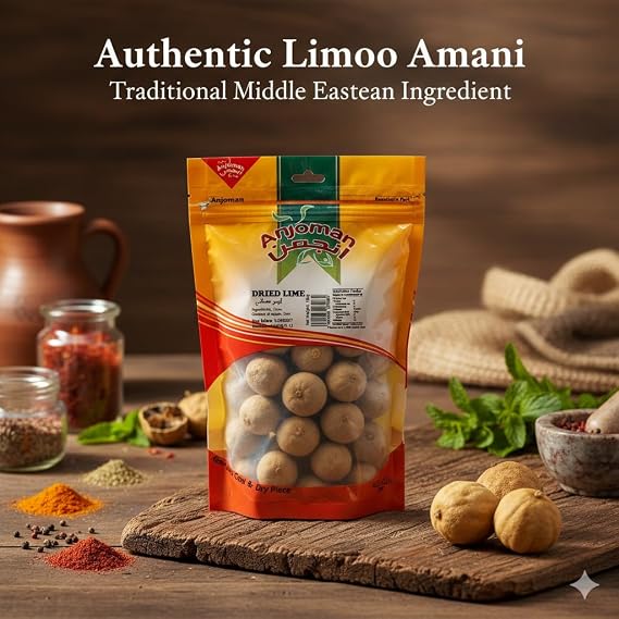 Anjoman Whole Dried Limes (Limoo Amani) – Premium Natural Black Lime for Cooking & Catering – 180g Pack – Pack of 4