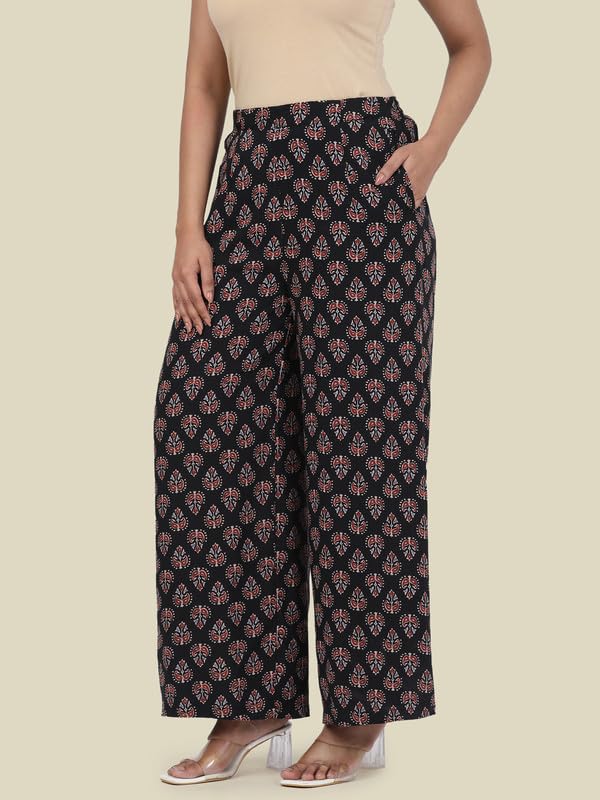 Image of GO COLORS Soft Viscose Printed Palazzo Full Length for Women| Breathable, Mid Rise