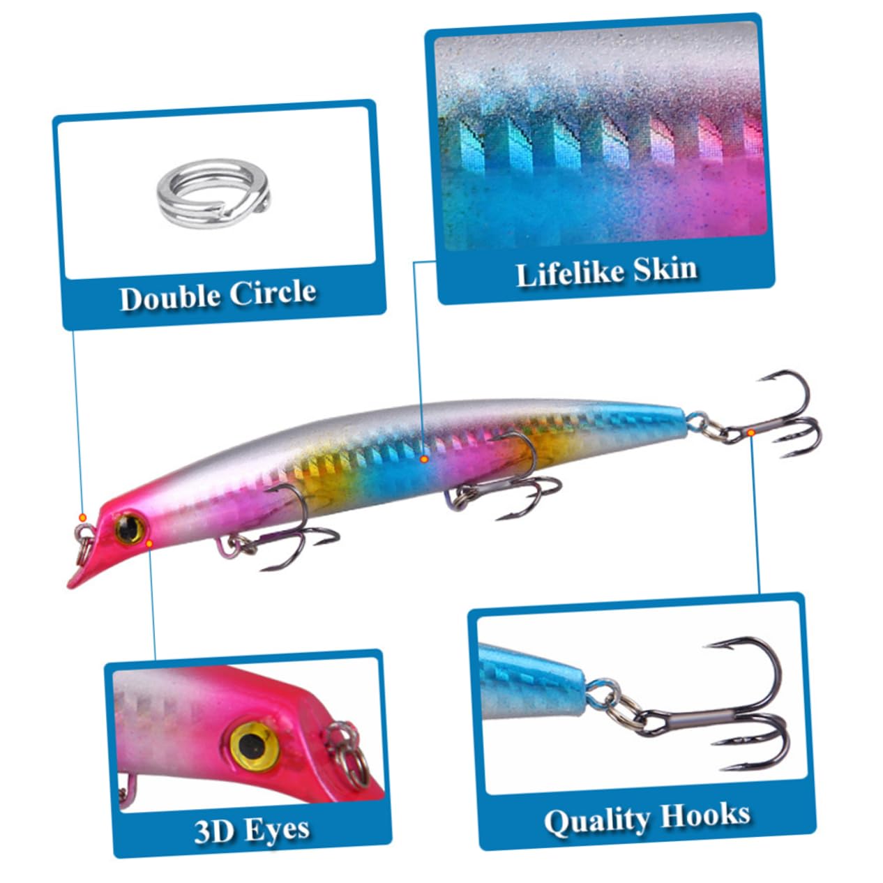 BESTonZON Faux Appâts d'escalade Leurres d'eau Douce Athlète De Poisson Leurre Appât De Natation Leurres De Pêche en Eau Supérieure Leurres De Surface Top Water Bait