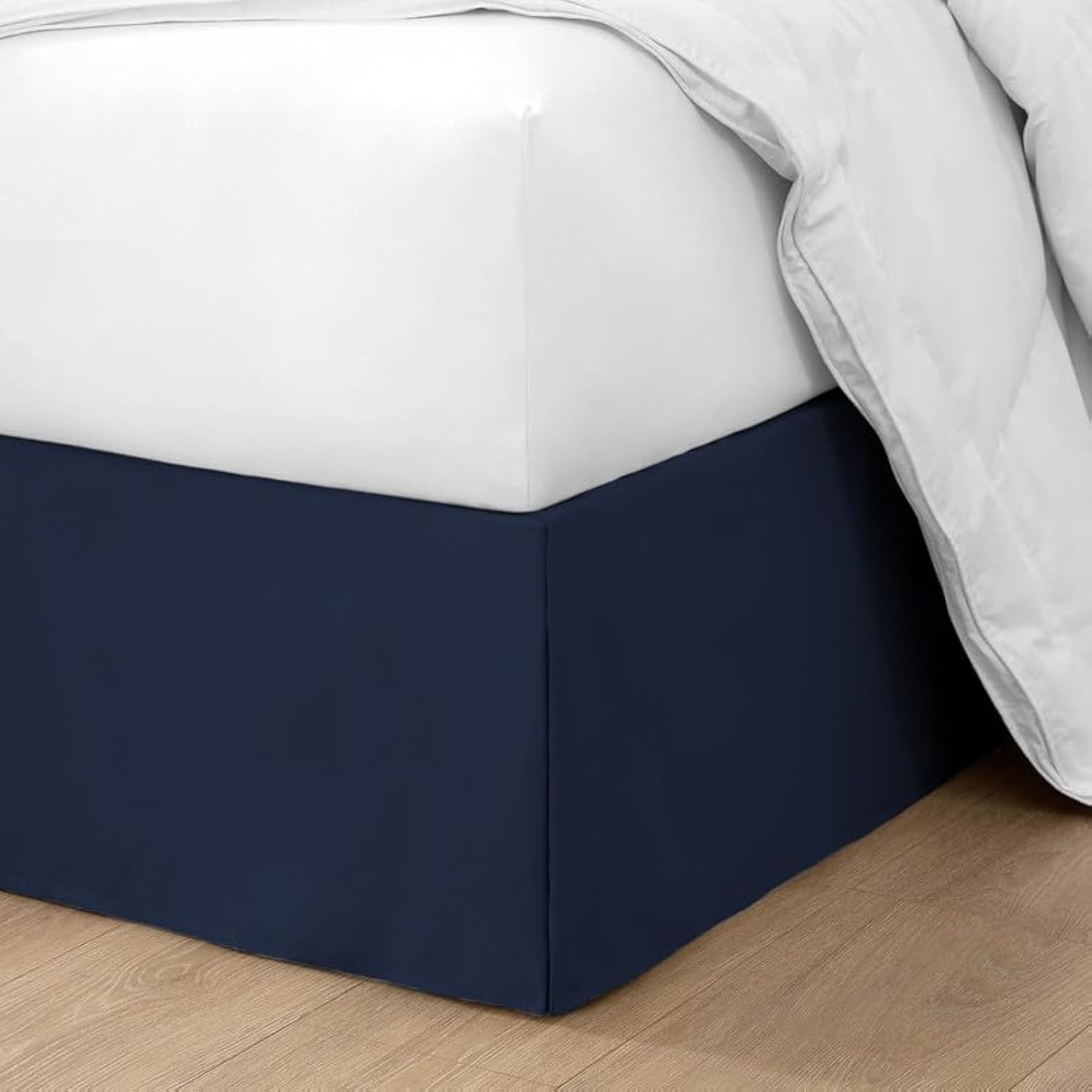 Split Corner Pleated Bedskirts - Box Pleated Microfiber RV King Bed Skirt - Microfiber Box Pleated Bedskirts - 11 Inch Drop (RV King,Navy Blue) Pleated Bed Skirt,