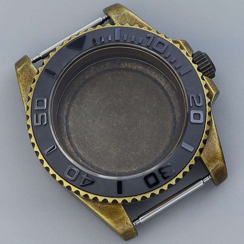 Vintage 40mm GMT Bronze Watch Case Sapphire Glass for Modifying NH35 NH34/36/38 Movement Ceramic Bezel Watch Parts