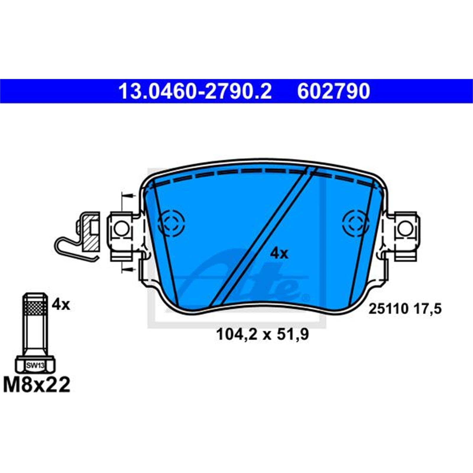 ATE Bremsscheiben 272mm + Beläge hinten | 24.0110-0356.1 + 13.0460-2790.2 für Octavia Leon Caddy 4