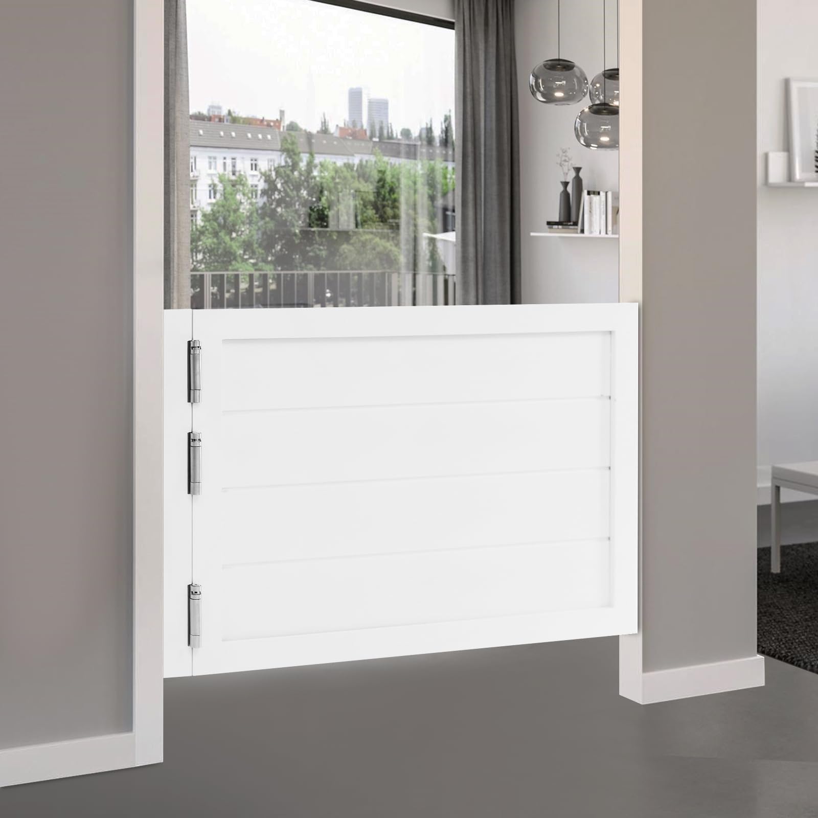 Porte battante - En bois - 90 x 60 cm - Avec portes battantes à fermeture automatique - Pour café, bar, cuisine - Blanc