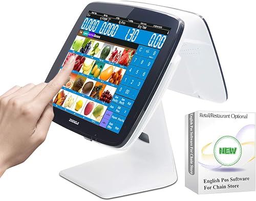ZHONGJI Caja registradora inteligente pantalla táctil Win10 PC sistema POS para restaurantes o tienda minorista software (sin tarifas mensuales)