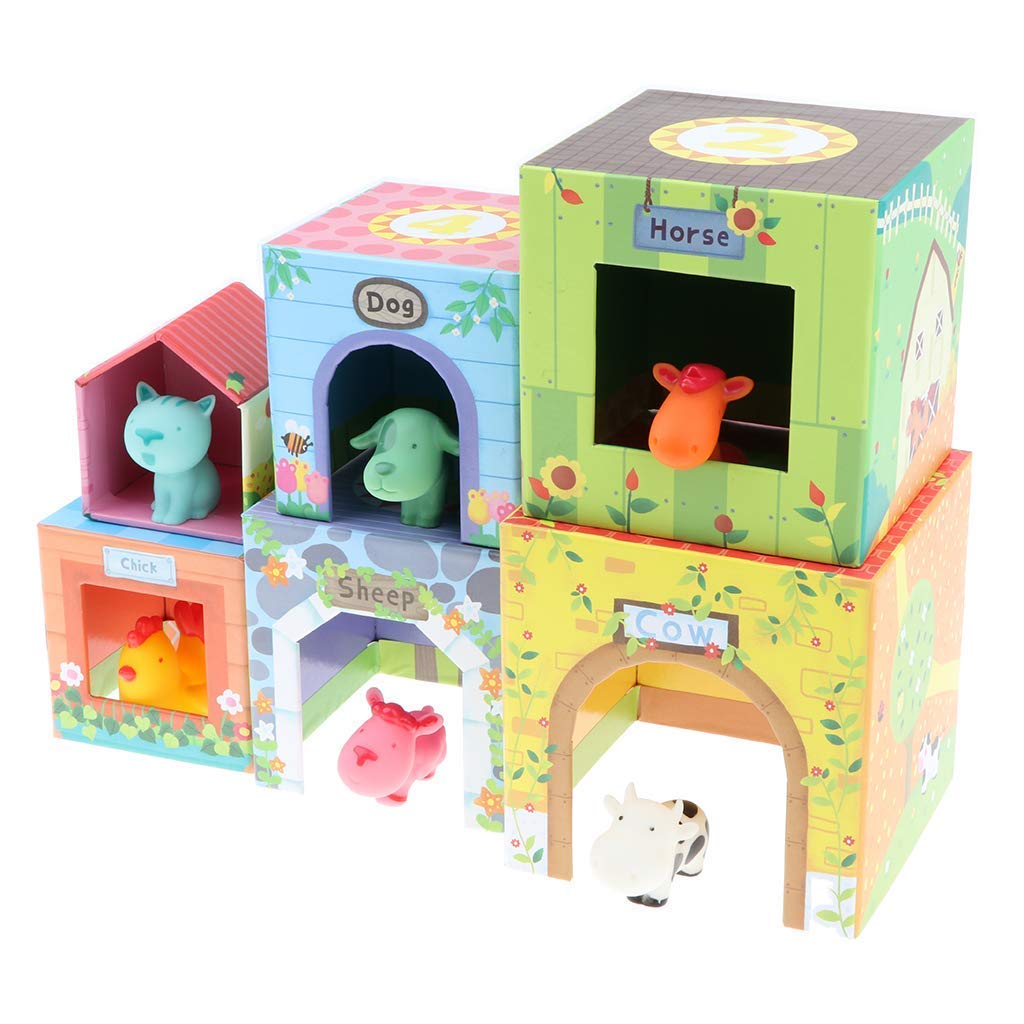 Lote de 12 bloques de madera de colores para niños, apilables