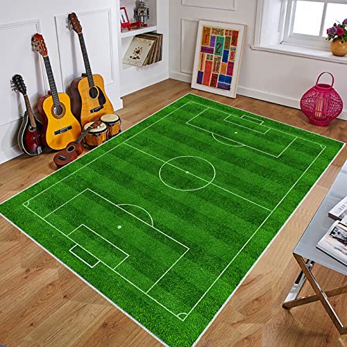 Bambini campo di calcio gioco tappeto camera da letto soggiorno camera dei bambini decorazione verde area giochi per famiglie tappeto (Clcio-M, 80_x_150_cm)