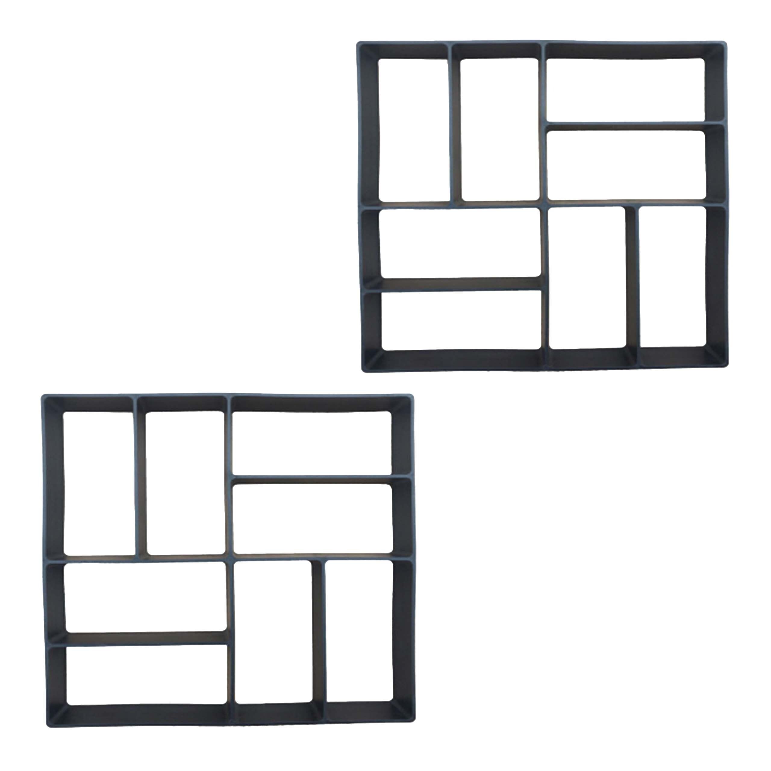 Relaxdays Stampo per pavimentazione in calcestruzzo, Set da 2, 40 x 40 cm, Nero