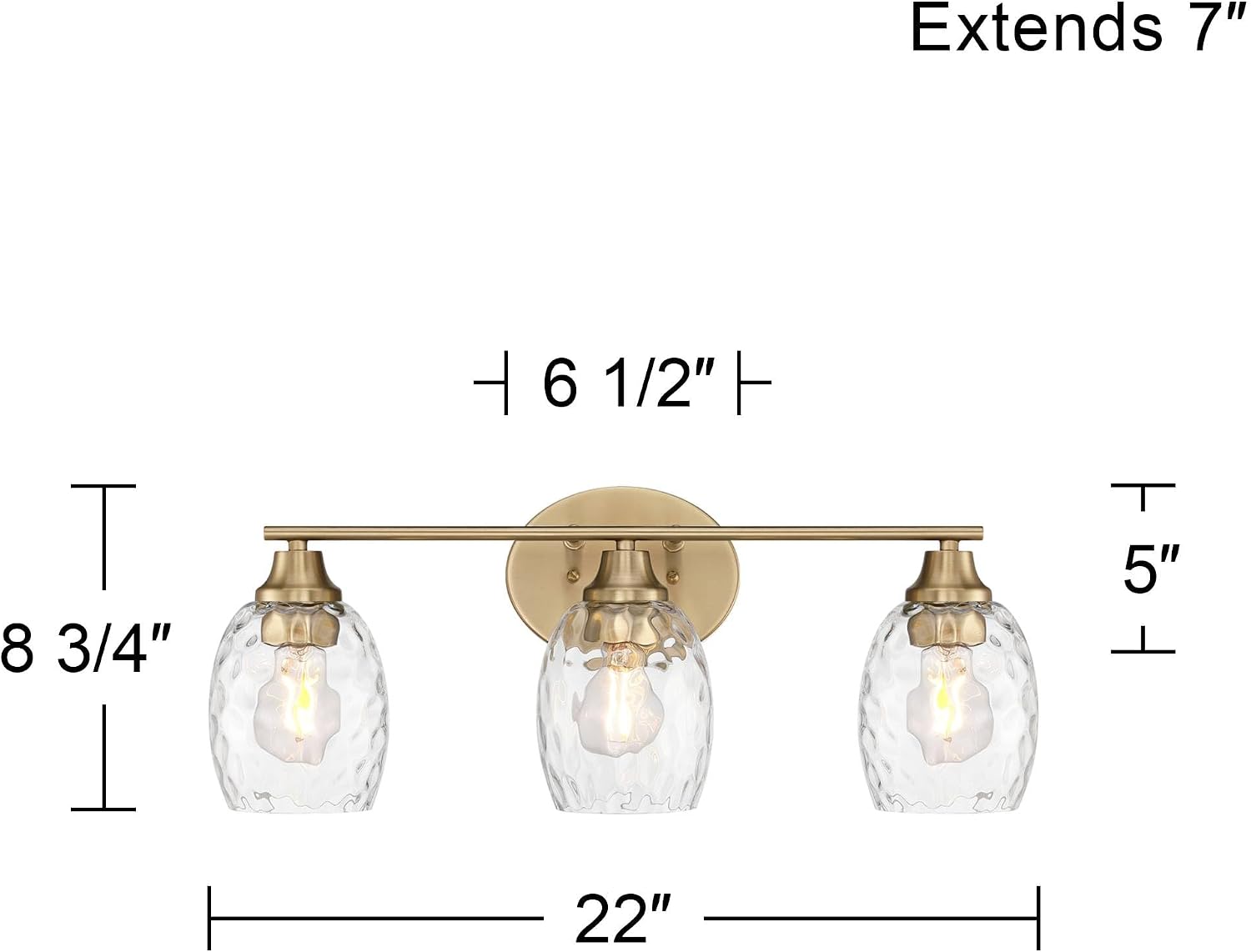 Possini Euro Design Possini Euro Stellan 22" W Satin Brass Water Glass 3-Light Bath Light