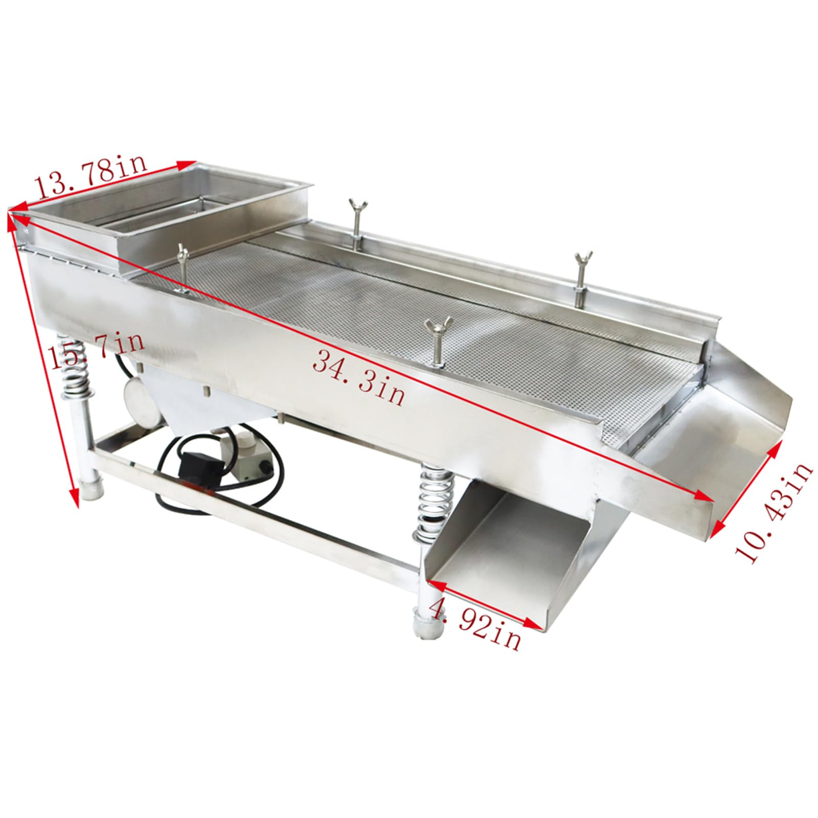 WYDDDARY Small Stainless Steel Linear Screen JG30-75 Electric Linear Sifter Machine Straight Vibrating Sieve Shaker 2.5mm Round Hole Mesh Single Layer Single Motor 110V