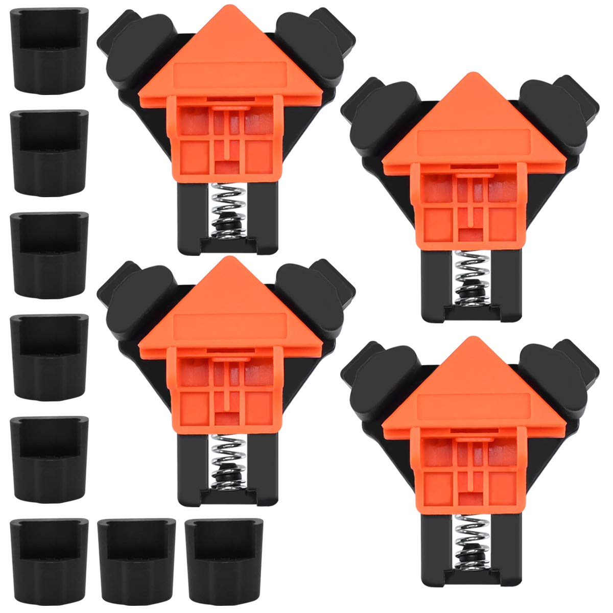 Right Angle Clamp 4Pcs Adjustable Corner Clamps 90 Degree Woodworking Clamps Multifunctional Single Handle Spring Loaded Swing Clip Fixer Welding Clamps