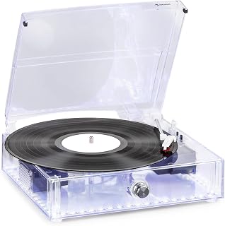 Auna ClearTech - Record Player Bluetooth, Record Player with 33/45/78 rpm Stereo Speaker, Vinyl Player