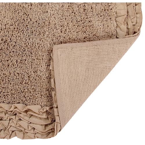 Image of Better Trends 30 inch Heart Shaped Rugs 100% Cotton Soft Non Slip Doormat Washable Water Absorbent Rugs for Home Entrance Bathroom Shower Floor Decor, Beige Shaggy Border Collection