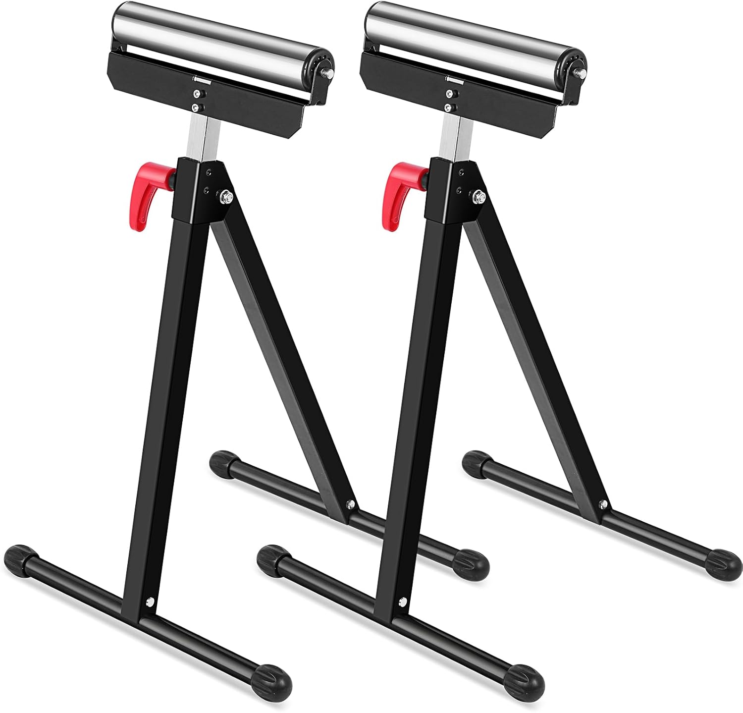 Tandefio 2 Pack Folding Roller Stand 198 LB Height Adjustable Roller Support Stand 27-43 Inch, Heavy Duty Load Capacity, Outfeed Woodworking, Black